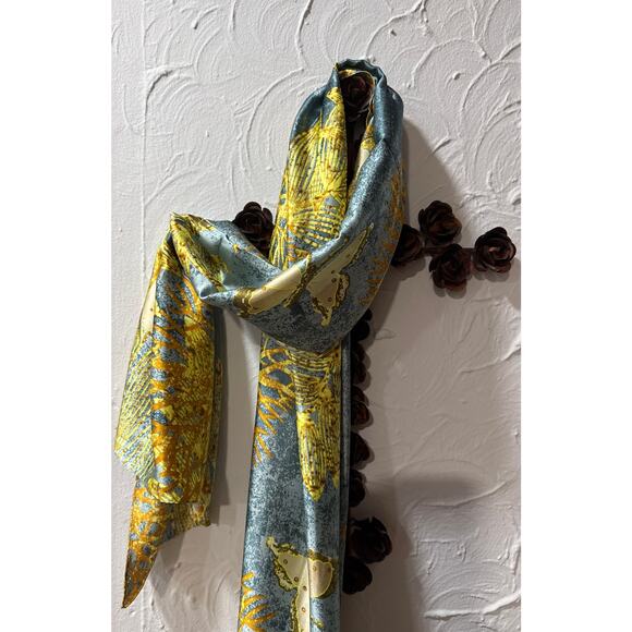 Elegant Beautiful Multi-Color Blue & Yellow Scarf - Size: 32x68 - Picture 1 of 7
